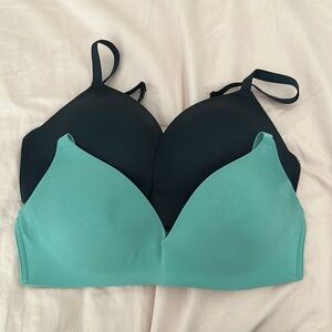 Black and Teal Auden brand wireless bras, 36C
